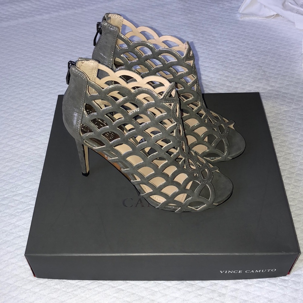 Metallic grey heels size 6.5